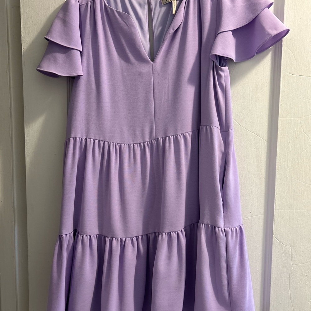 Lavender Ruffle Sleeve Dress